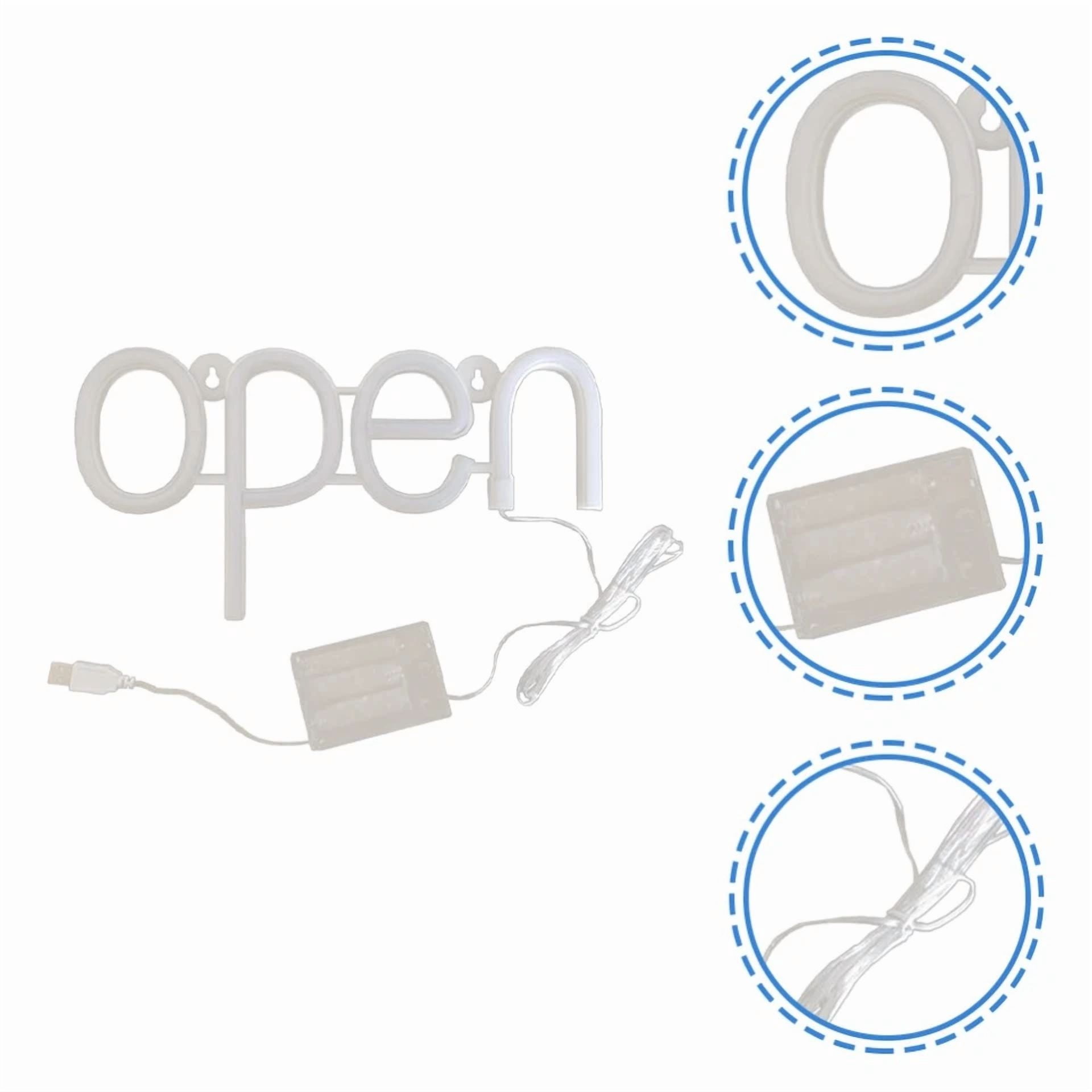 CRESTIN- 3D Open Sign Decorative Open Neon Light Bar Parties Open Light