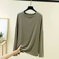 thumbnail image 2 of Bovxnpu Women Long Sleeve Shirts Basic Tee Loungewear Shirts Women's Cotton Crew Neck Long Sleeve Fall Summer Comfortable Tops, 2 of 6