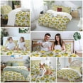 thumbnail image 5 of Yellow Lemon Bedding Duvet Cover Set Full Size 4 Pieces Pink Flower Leaf Pastoral Vintage Linen Bedding Set with Zipper Closure, 1 Comforter Cover 86x86 Inches 1 Flat Sheet & 2 Pillow Cases, 5 of 7