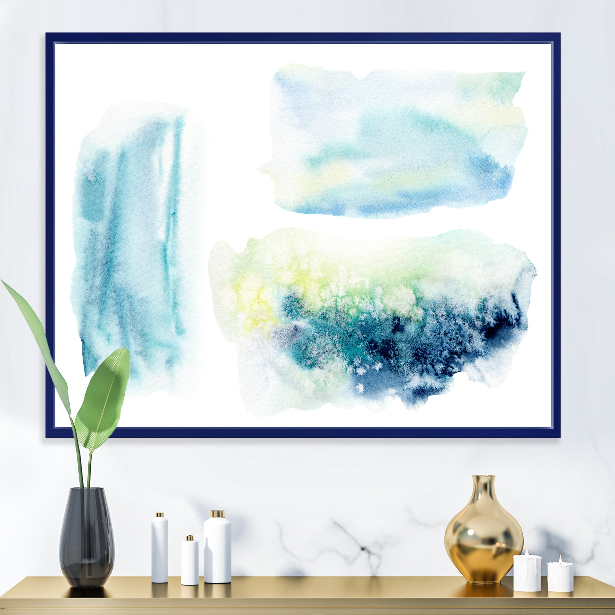 Designart 'Abstract Clouds Underwater' Modern Framed Canvas Wall Art Print