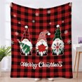 thumbnail image 4 of HongHeng Christmas Gnome Blanket Soft Flannel Fleece Blanket Xmas Tree Red Black Buffalo Check Throw Blanket Cozy Fuzzy Plush Blankets for Couch Sofa 39x51 inch, 4 of 6
