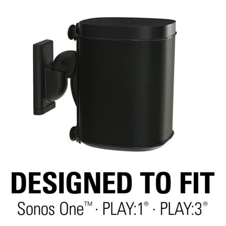 Sanus - Adjustable Wall Mount for Sonos ONE, PLAY:1 and PLAY:3 Speakers (Pair) - Black