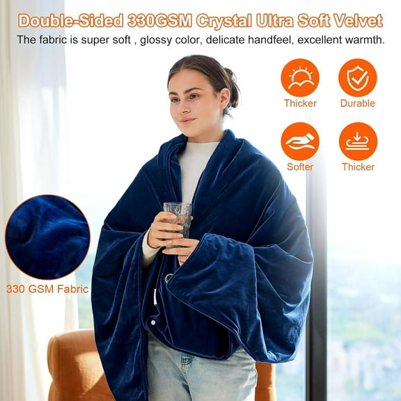 USB Heated Blanket, Cordless Electric Blanket with 10000mAh Battery, 61" x 34" Heated Throw Blanket with 3 Fast-Heating Levels, Machine Washable Super CozySoft Portable Heated Blanket for Women Men