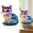 thumbnail image 2 of Desktop Ornament - Acrylic Decorative Ornaments - Colorful Desktop Decoration Acrylic Decorative Logo Cat Colored 2D Flat Decoration Mini Cat Decoration Desktop Decoration - 1 Cat Figurine, 2 of 9