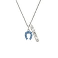 thumbnail image 2 of Delight Jewelry Silvertone Blue Crystal Horseshoe Silvertone Believe Faith Prayer Hope Bar Charm Necklace, 23", 2 of 4