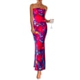 thumbnail image 1 of Vestido largo PRETTYGARDEN para mujer, ajustado sin tirantes, rojo marino, 1 of 9