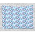 thumbnail image 1 of Shells Tapestry, Crustaceans Concept of Sketched and Hatched Drawn Form on Aquatic Tone Wavy Pattern, Wall Hanging for Bedroom Living Room Dorm Decor, 60W X 40L Inches, Multicolor, by Ambesonne, 1 of 2