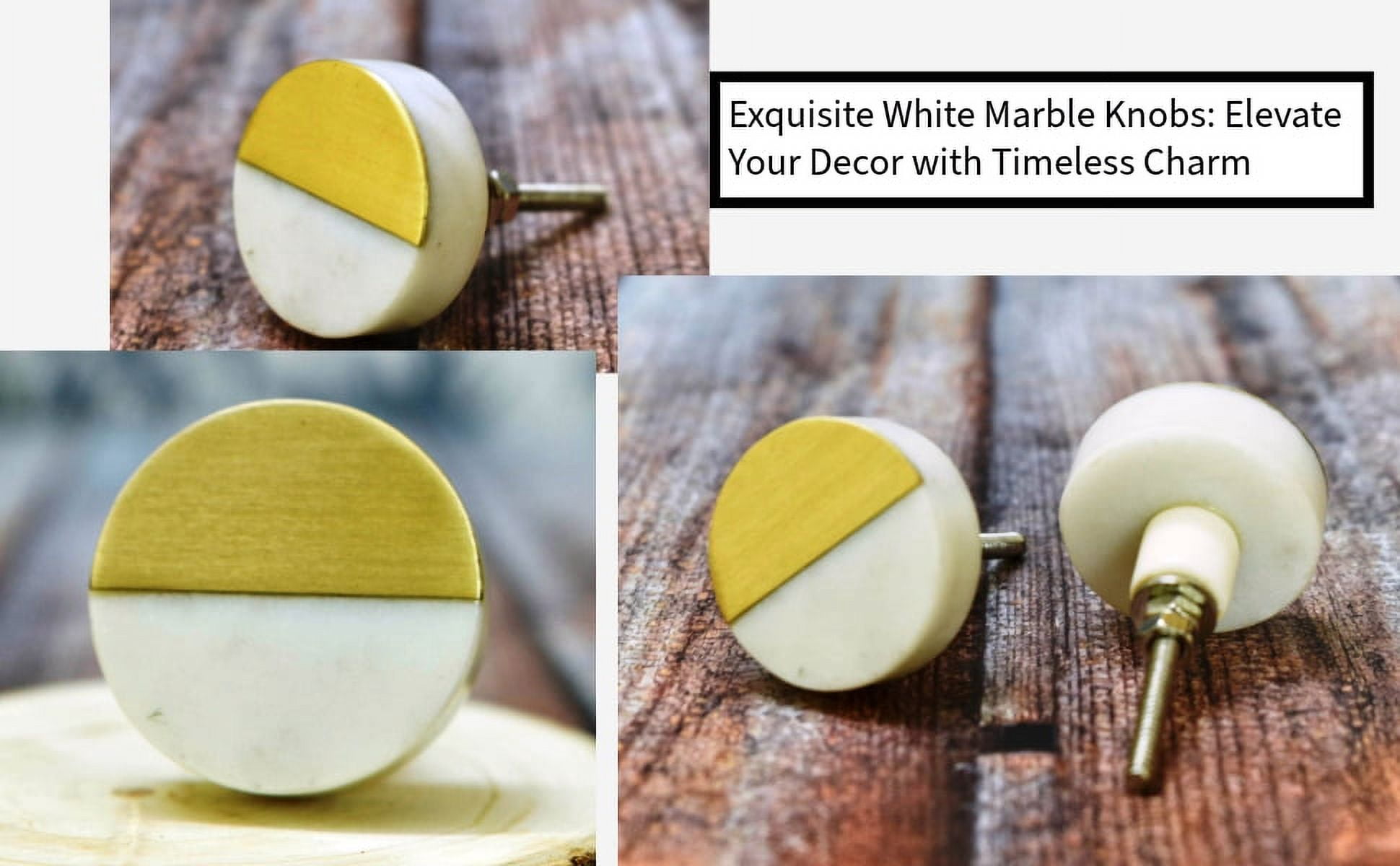 India House- Marble Knobs for Dresser Drawers Chest Cupboard Bathroom Drawer Door Cabinet Kitchen Handmade Handles Pull Knob Pack of 6