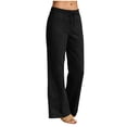 thumbnail image 2 of Cagogo Women Wide Leg Elastic Waist Pants with Pockets Casual Loose Long Trousers Flowy Summer Beach Lounge Wear Fashion Daily Pants, Black 2XL, 2 of 7