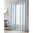 thumbnail image 4 of Sheer Curtains 108 Inches Long 2 Panels Set for Living Room, Blue Grey Striped Semi Sheer Curtains for Windows, Geometric Vertical Stripes Minimalist Voile Window Treatments Rod Pocket Curtain, 4 of 7