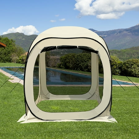 Bingirl Outdoor Canopy Canvas Bell Tent/Tent Pop-Up Shelter with Mosquito and UV Protection for Camping or Backyard