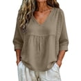 thumbnail image 6 of Women's Plus Size Peplum Lace Top V Neck 3/4 Sleeve, 6 of 7