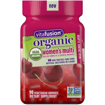 (2 pack) (2 pack) Vitafusion Organic Women’s Gummy Multivitamin, 90 Count - Non-GMO, Gluten-Free, No Gelatin, No HFCS