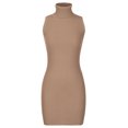 thumbnail image 5 of Fesfesfes Women Dress Casual Slim Fit Solid Color Turtleneck Sleeveless Hip Dress Plus Size Clearance $10, 5 of 8