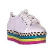 Womens Betsey Johnson Arbor Platform Sneakers, White Multi, 6 US