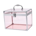 thumbnail image 3 of Organizador de maquillaje acrílico, elegante caja de corona transparente para guardar herramientas de maquillaje, estuche de tren para artistas, para Rosa claro, 3 of 8