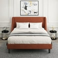 thumbnail image 7 of Amolife Queen Size Modern Platform Upholstered Bed Frame with Deluxe Wingback, Orange Red, 7 of 7