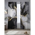 thumbnail image 2 of Black Grey Marble Sheer Curtains 108 Inch Length 2 Panels Set Window Treatments, Modern Gradient Abstract Aesthetic Rod Pocket Semi Curtains for Living Room/Bedroom/Kitchen Décor, 104"W x 108"L, 2 of 7