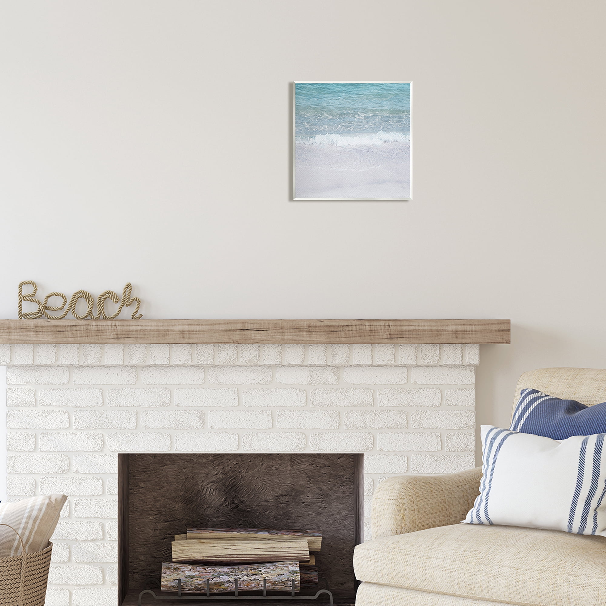 Stupell Industries Sea Waves on Shore Nature Painting Unframed Art Print Wall Art, 12 x 12