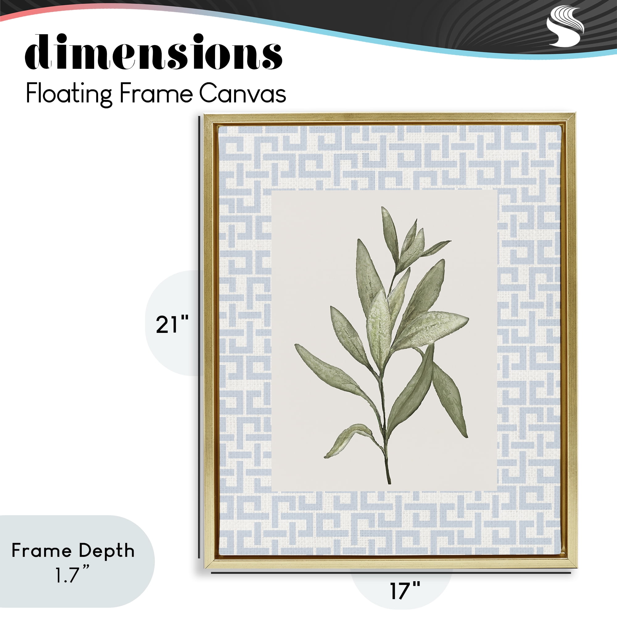 Stupell Industries Leafy Fresh Herb Gold Framed Floater Canvas Wall Art, design by Diannart