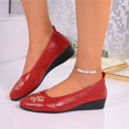 thumbnail image 5 of Women's Wedge Cut-Out Flats Breathable Soft Sole Slip-On Casual Summer Footwear Red 41, 5 of 9