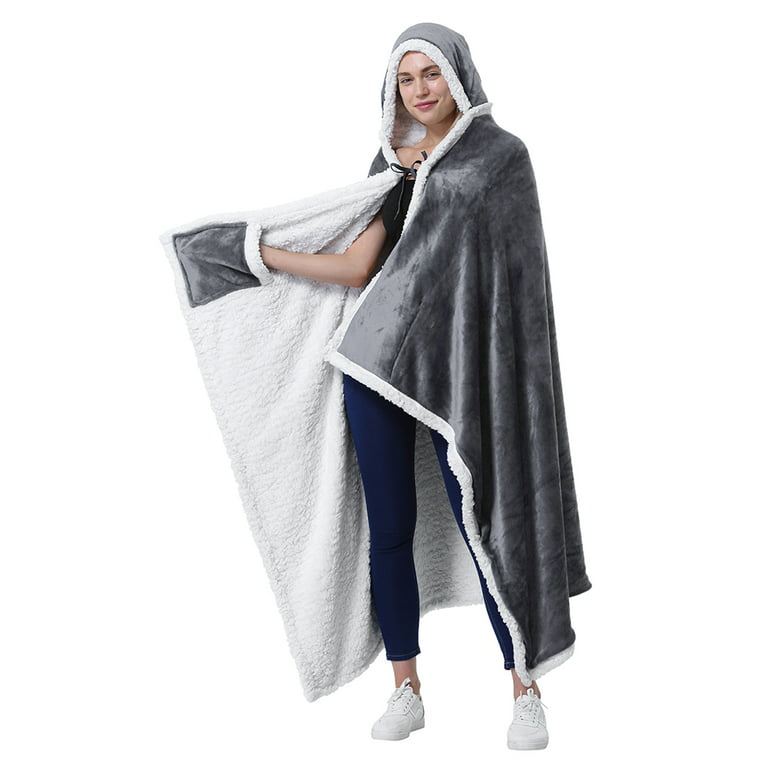 Accor Tilgængelig Ripples Catalonia Hooded Wearable Blanket Sherpa Fleece Throw Blanket 73"x47" Poncho  | Wrap with Hand Pockets | Comfy Cape for Children and Adults,Womans Gift -  Walmart.com