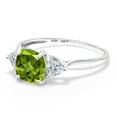 thumbnail image 3 of Gem Stone King 10K White Gold Green Peridot and Lab Grown Diamond Engagement Ring for Women | 2.14 Cttw | Cushion 7MM | Gemstone August Birthstone | Size 8, 3 of 6