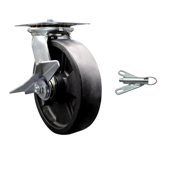 8 Inch Glass Filled Nylon Caster with Ball Bearing and Brake/Swivel Lock SCC