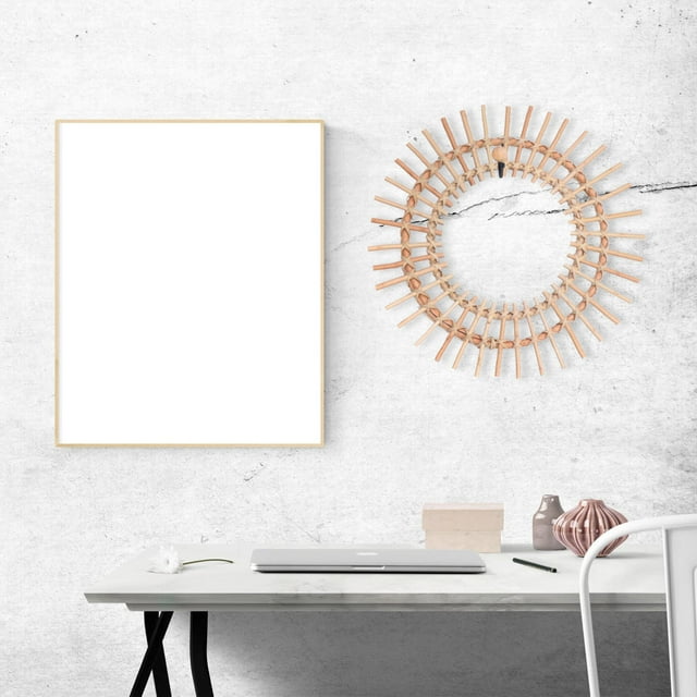 CRAFTHROU bamboo mirror Hanging Mirror Wood Wall Decor for Photography 1Pcs