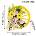 thumbnail image 3 of Coronas con ruedas, girasoles, flores simuladas, anillos de ratán, decoraciones para colgar en la pared, corona de girasoles, corona de ratán, corona de girasol artificial, camino de jardín,, 3 of 9