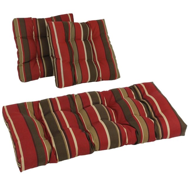 Coussins Capitonnés Carrés pour Causeuse d'Extérieur en Polyester Filé (Ensemble de 3)