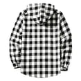 thumbnail image 3 of QATAINLAV Mens Long Sleeve Hoodies Casual Button Down Plaid Shirt Jackets Fashion Hooded Shacket with Pocket Black M, 3 of 6