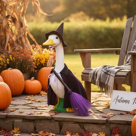 Halloween Porch Goose Outfits Set for 17-23 Inch Cement Lawns Goose Statue - Halloween Goose Clothes Outdoor Patio Yard Party Decoration