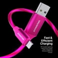 thumbnail image 4 of Powertek MFi-Certified Light-Up USB-A to Lightning Charging Cable, 5 ft, Pink, 4 of 7