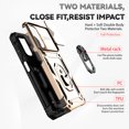 thumbnail image 4 of Decase for Samsung Galaxy A55,Rugged Case with Slide Camera Lens Protector [Military Grade Drop Protection] Built-in 360° Magnetic Rotation Ring Kickstand Dual-layer Shockproof Phone Case,Gold, 4 of 9