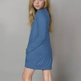 thumbnail image 7 of HAOTAGS Teen Girl's Long Sleeve Cardigan(5-14) Spring Fall Open Front Casual Top with Pocket Blue Size 9 Years, 7 of 7
