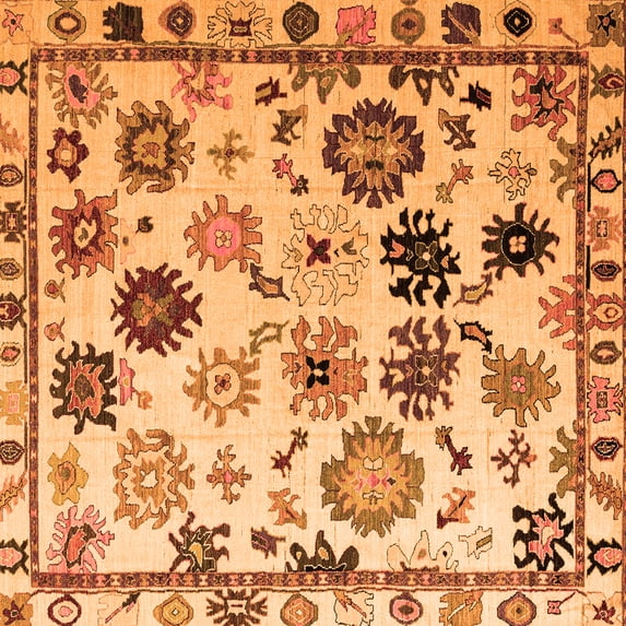 Ahgly Company Indoor Square Abstract Orange Modern Area Rugs, 4' Square