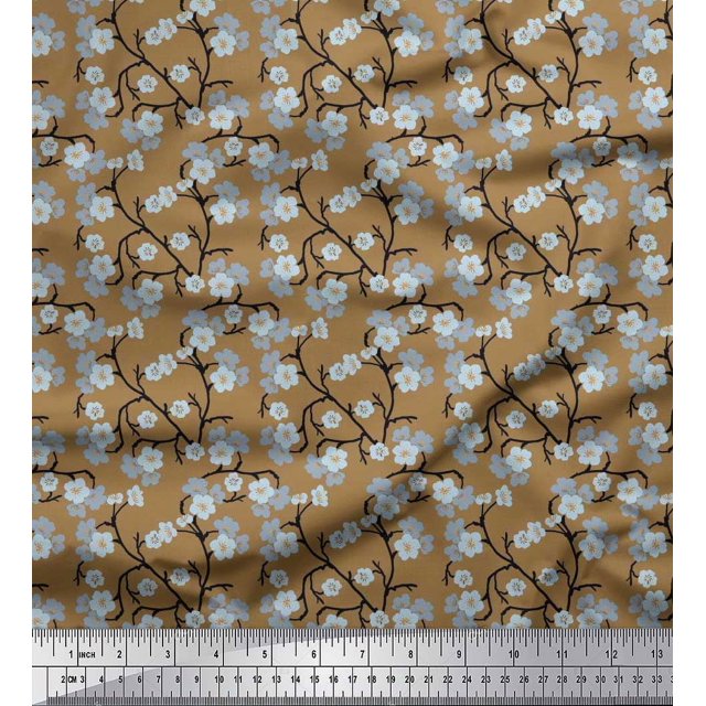 Soimoi Poly Georgette Fabric Blossom Floral Print Fabric by Yard 52 Inch Wide