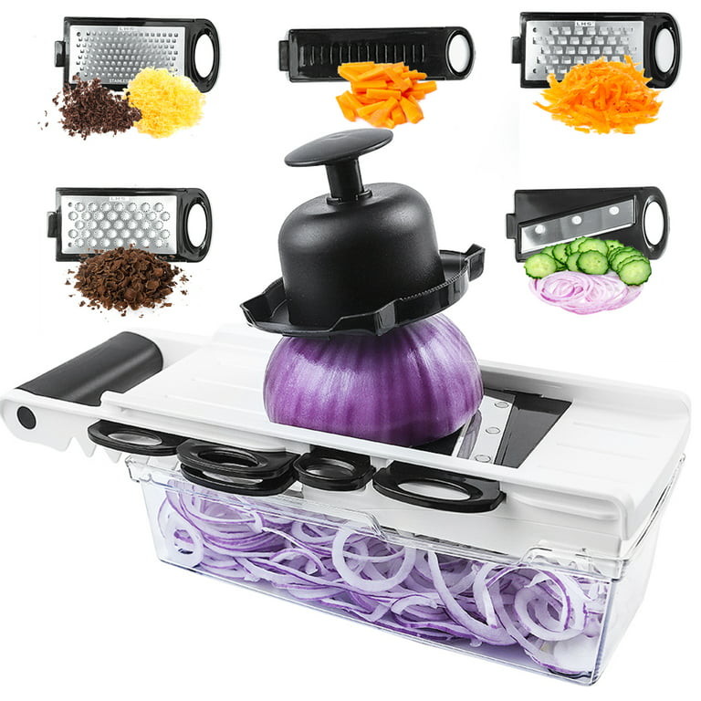 LHS 5-in-1 Vegetable Chopper, Onion Chopper with Container, Cheese and Veggie Slicer, Size: 9 x 4.25 x 3.25, Black