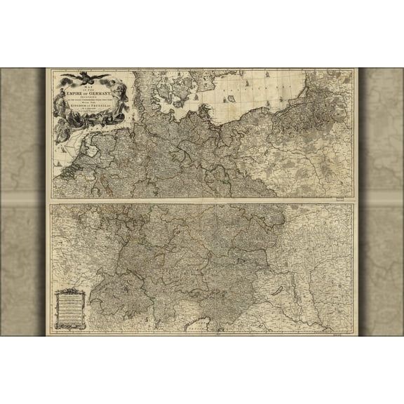 24"x36" Gallery Poster, Map of the empire of Germany 1782