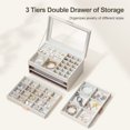 thumbnail image 5 of BIQI MUSSE Large Leather Jewelry Organizer Box with Clear Flip Lid Double Layer Drawers Storage Organizer for Women Girls Earrings Ring Necklace Case, 5 of 9