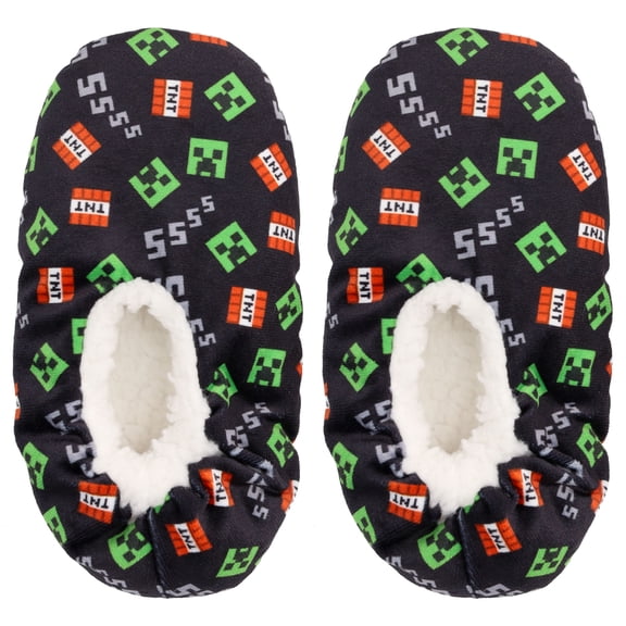 Minecraft Unisex Sock Slippers for Kids, Black L