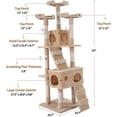 thumbnail image 4 of Coziwow 67" Cat Tree Kitty Play House Tower Condo Bed Scratch Post Toy Balls, Beige, 4 of 10