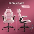 thumbnail image 3 of Ergonomic Computer Gaming Desk Chair, PU Leather with Adjustable Lumbar Support and Headrest, Flip-Up Armrests Swivel Wheels & Reclining Chair for Adults and Teens (Pink), 3 of 12