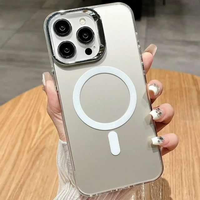 New Luxury Matte Laser IMD Colorful Magsafe Magnetic Case For iPhone 16 15 14 13 12 11 Pro Max Plus Acrylic Protection Cover White For iPhone 16 Pro