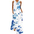 thumbnail image 2 of YANHAIGONG Boho Dresses for Women 2024, Sunmmer Floral Maxi Dress V Neck Sleeveless Vintage Ruffle Flowy Beach Dress with Pocket ,Casual Flowy Maxi Beach Dresses, 2 of 5