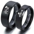 thumbnail image 3 of NICKSUN Titanium steel ring king queen ring love you forever heart to heart couple ring men and women daily wear couple gift, 3 of 5