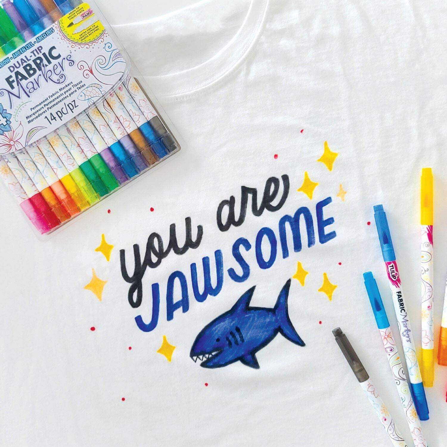 Tulip Dual-Tip Fabric Markers 14 Pack Rainbow