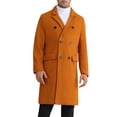 thumbnail image 1 of Abrigo Inspire Chic para hombres, de doble botonadura, con cuello de muesca, cálido, de invierno, abrigo largo de negocios con bolsillos, color marrón M, 1 of 6