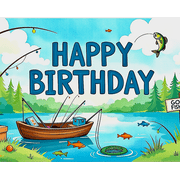 Fishing Theme Happy Birthday Backdrop Banner Background Decorations for Birthday Party Photography Props Party Supplies Outdoor Celebrations